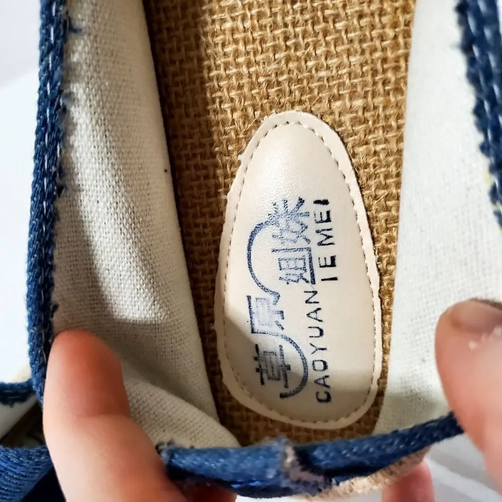 Caoyuan Ie Mei Womens Embroidered Pineapple Espadrilles Size 39 (8.5)
